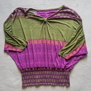 Tribal dolman sleeve top small